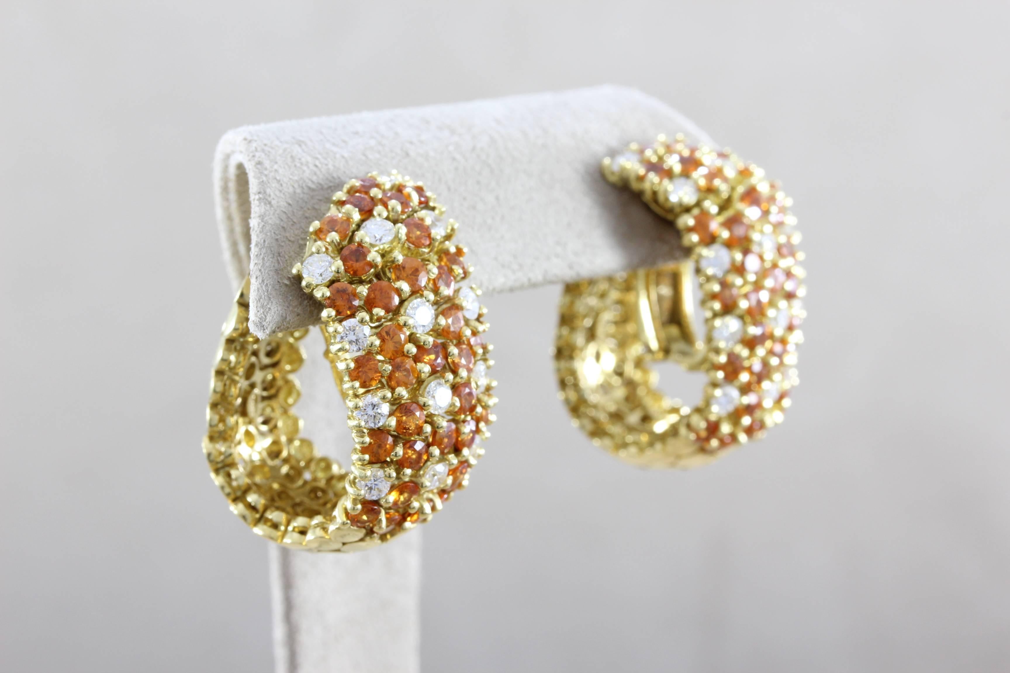 Valente Citrine Diamond Gold Earrings In Excellent Condition In Beverly Hills, CA