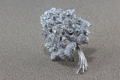 Diamond Gold Flower Bouquet Brooch