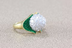 Carvin French Enamel Diamond Gold Dome Ring