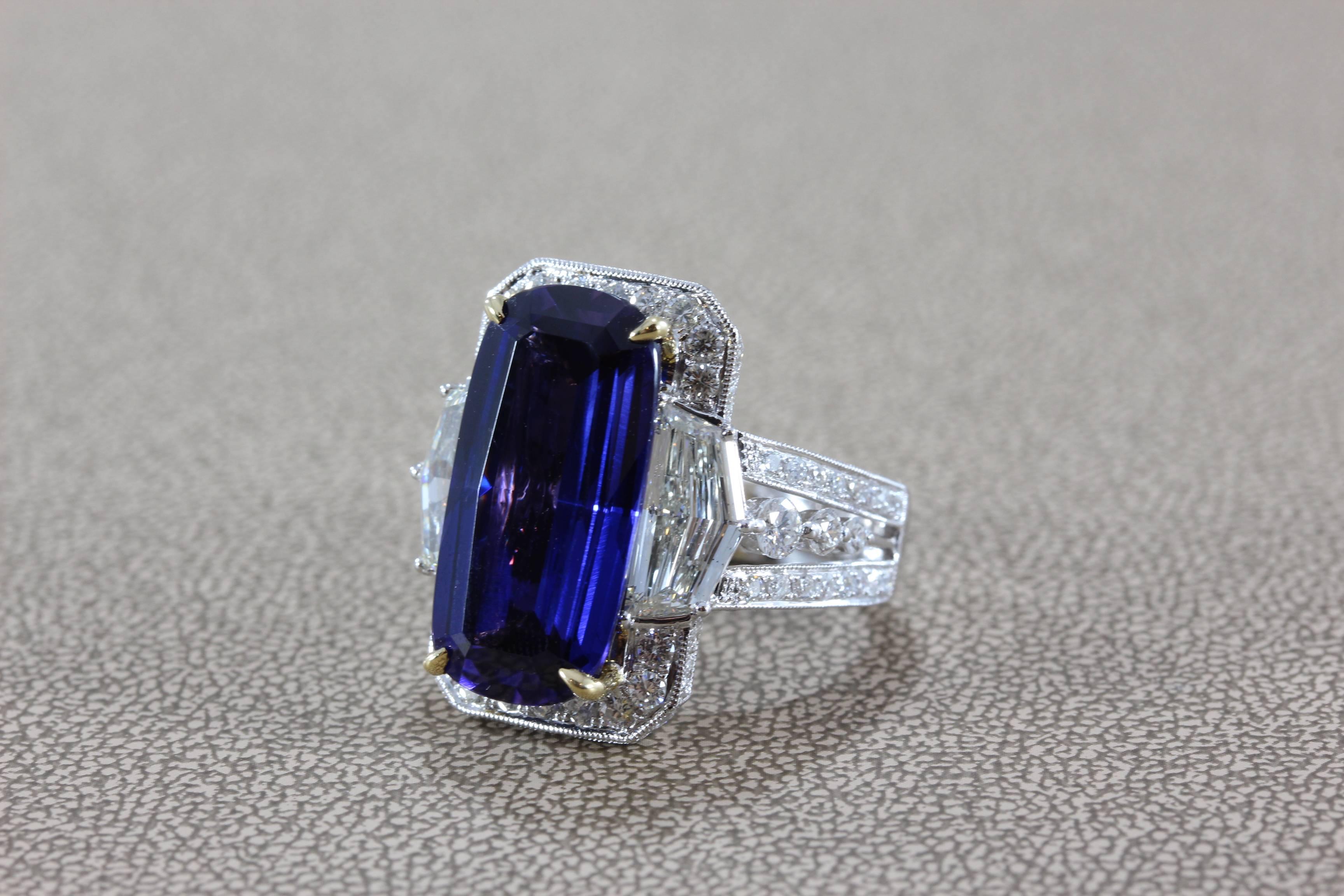Women's Tanzanite Diamond Gold Ring For Sale