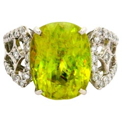 10.09 Carat Sphene Diamond Platinum Ring