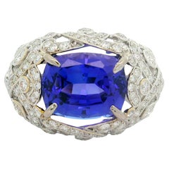 7.49 Carat Tanzanite Diamond 18K White Gold Ring