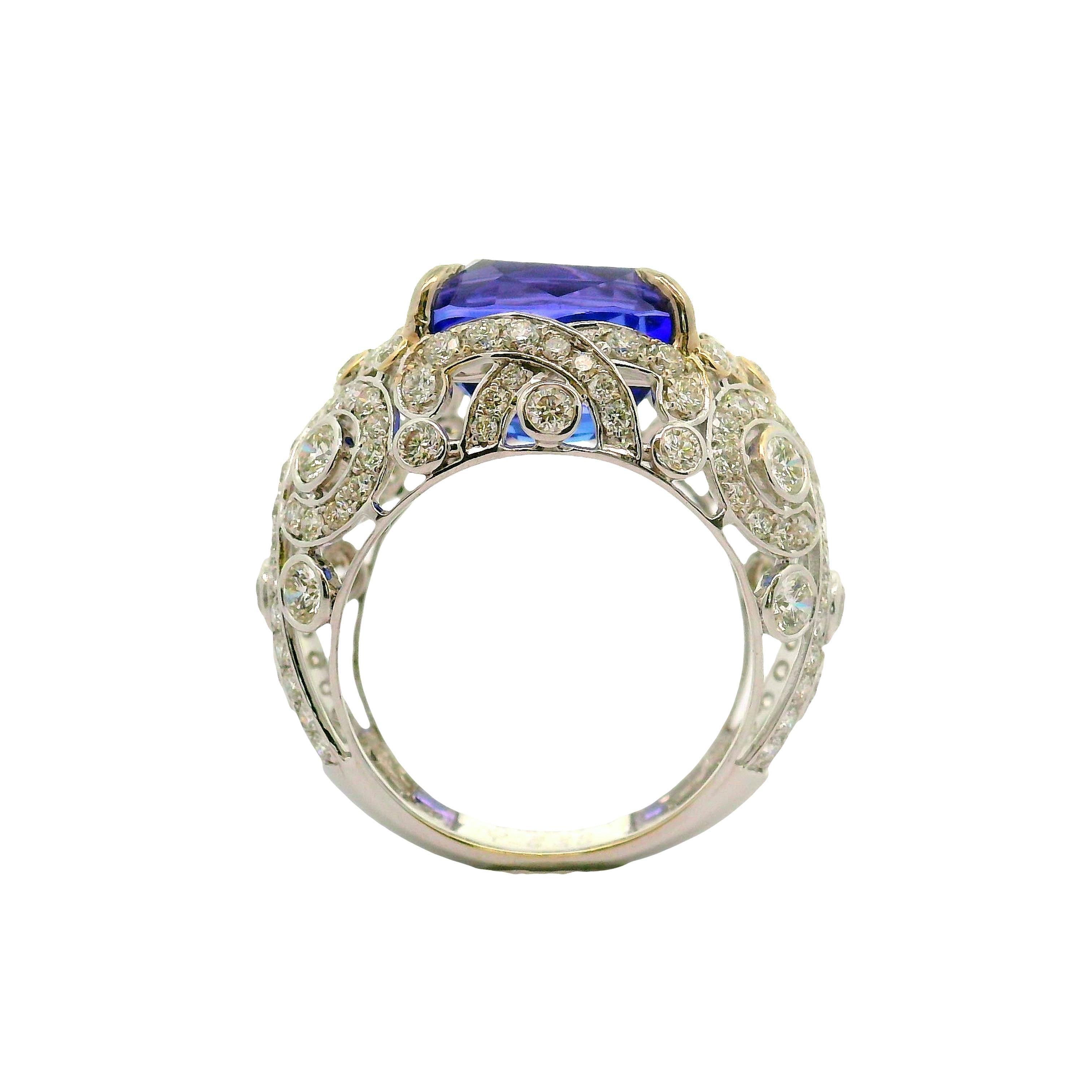 Women's 7.49 Carat Tanzanite Diamond 18K White Gold Ring For Sale