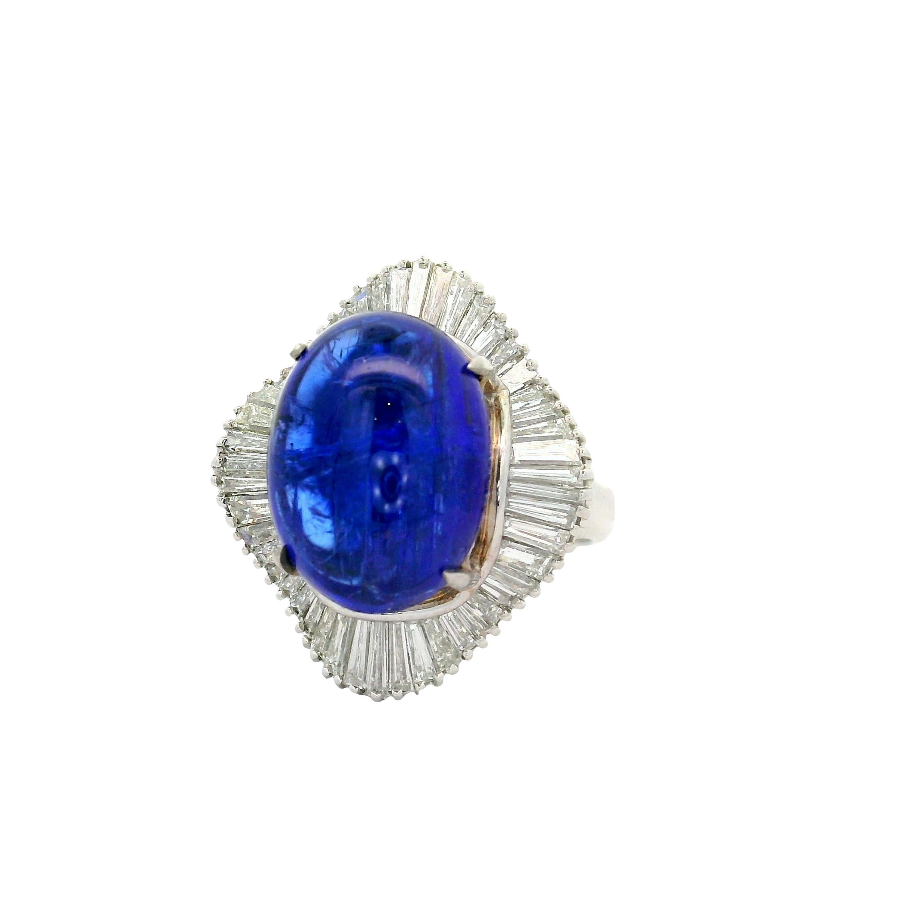 Contemporary 9.16 Carat Tanzanite Diamond Platinum Ballerina Ring For Sale