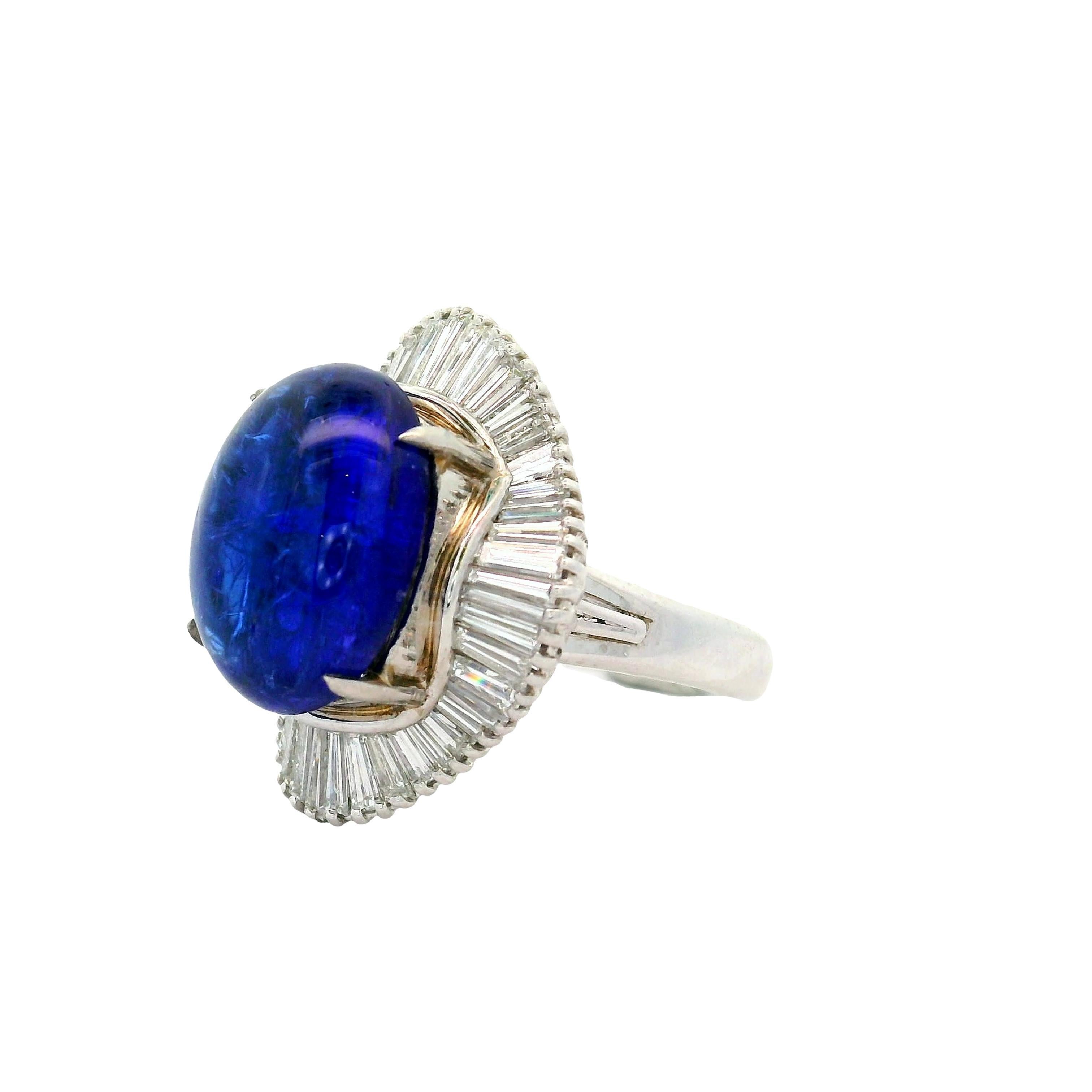 9.16 Carat Tanzanite Diamond Platinum Ballerina Ring In Excellent Condition For Sale In Beverly Hills, CA