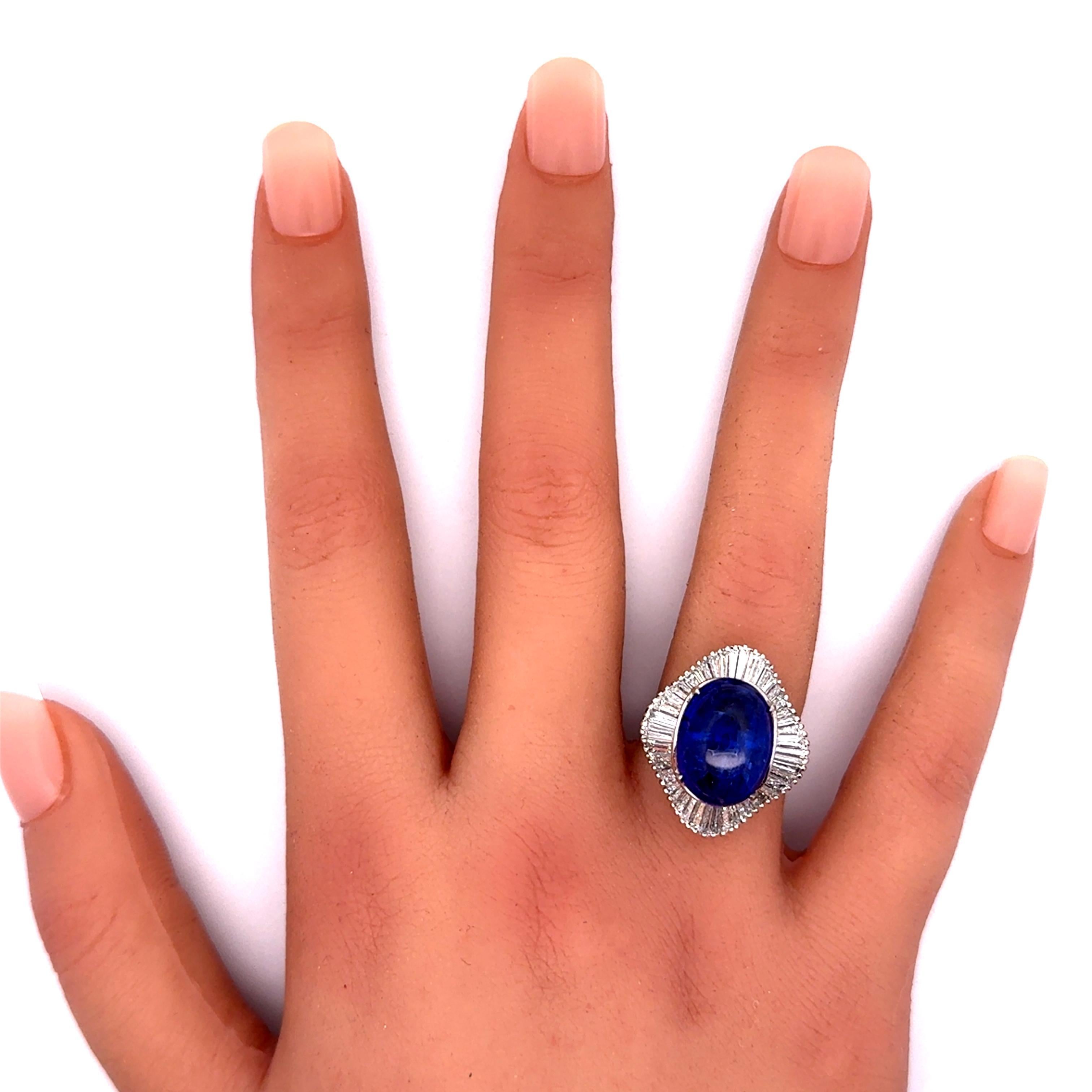 Women's 9.16 Carat Tanzanite Diamond Platinum Ballerina Ring For Sale