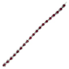Ruby Diamond 14k White Gold Tennis Bracelet