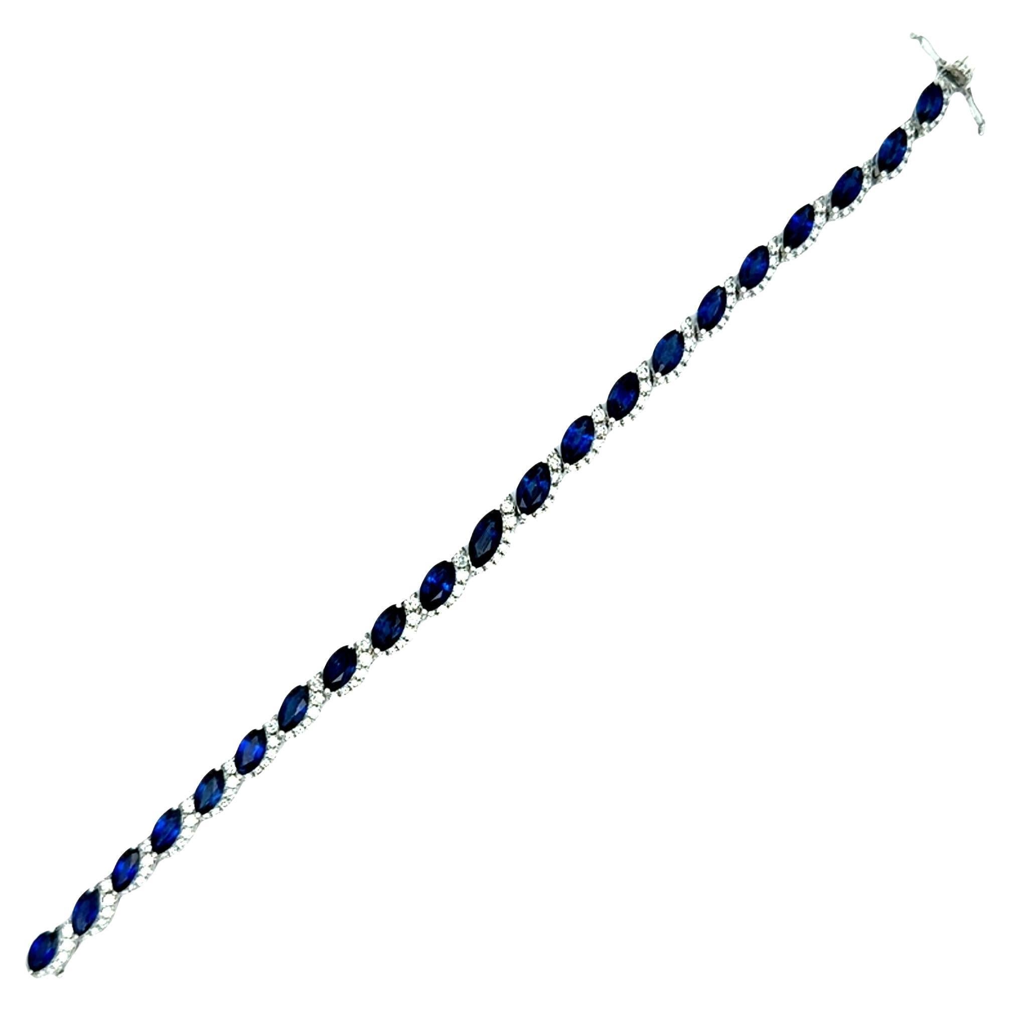 Blauer Saphir Diamant 18k Weißgold Armband
