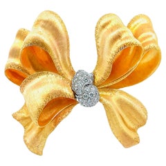 Buccellati Diamond 18K Gold Ribbon-Bow Brooch