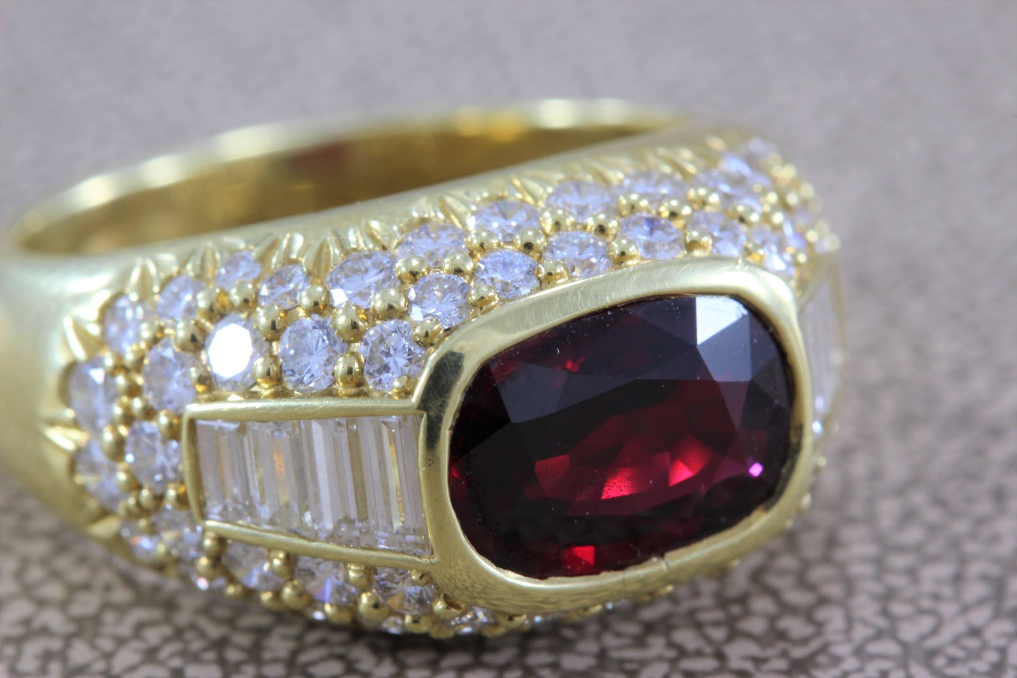 Ruby Diamond Gold Cocktail Ring In New Condition For Sale In Beverly Hills, CA