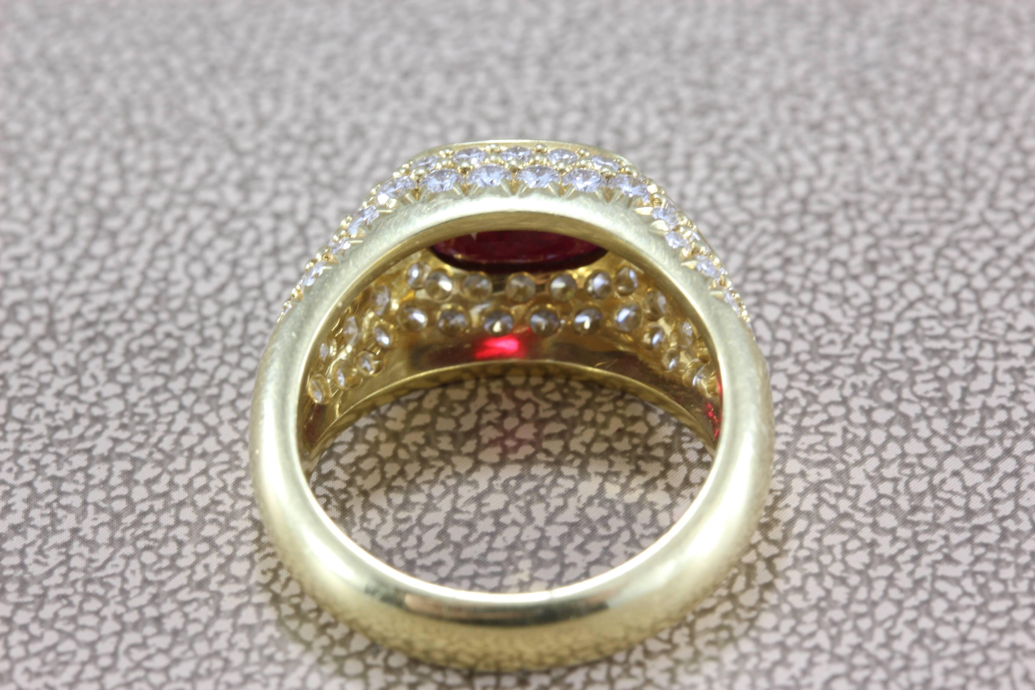 Ruby Diamond Gold Cocktail Ring For Sale 1