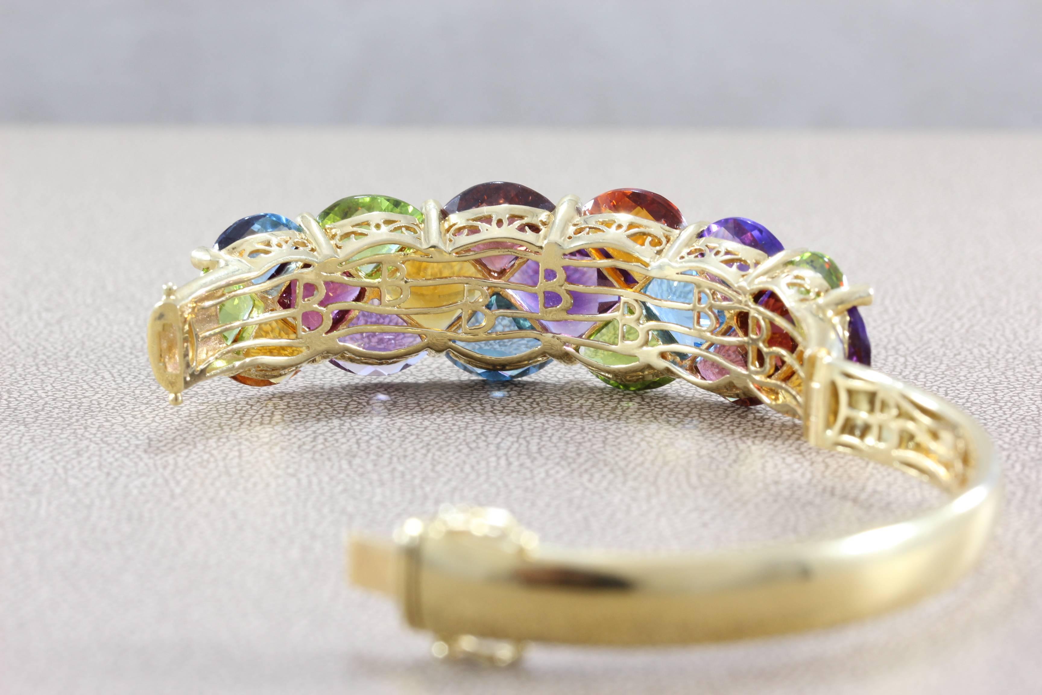 Bellarri Diamond Multi-Color Gemstone Gold Bracelet In New Condition In Beverly Hills, CA