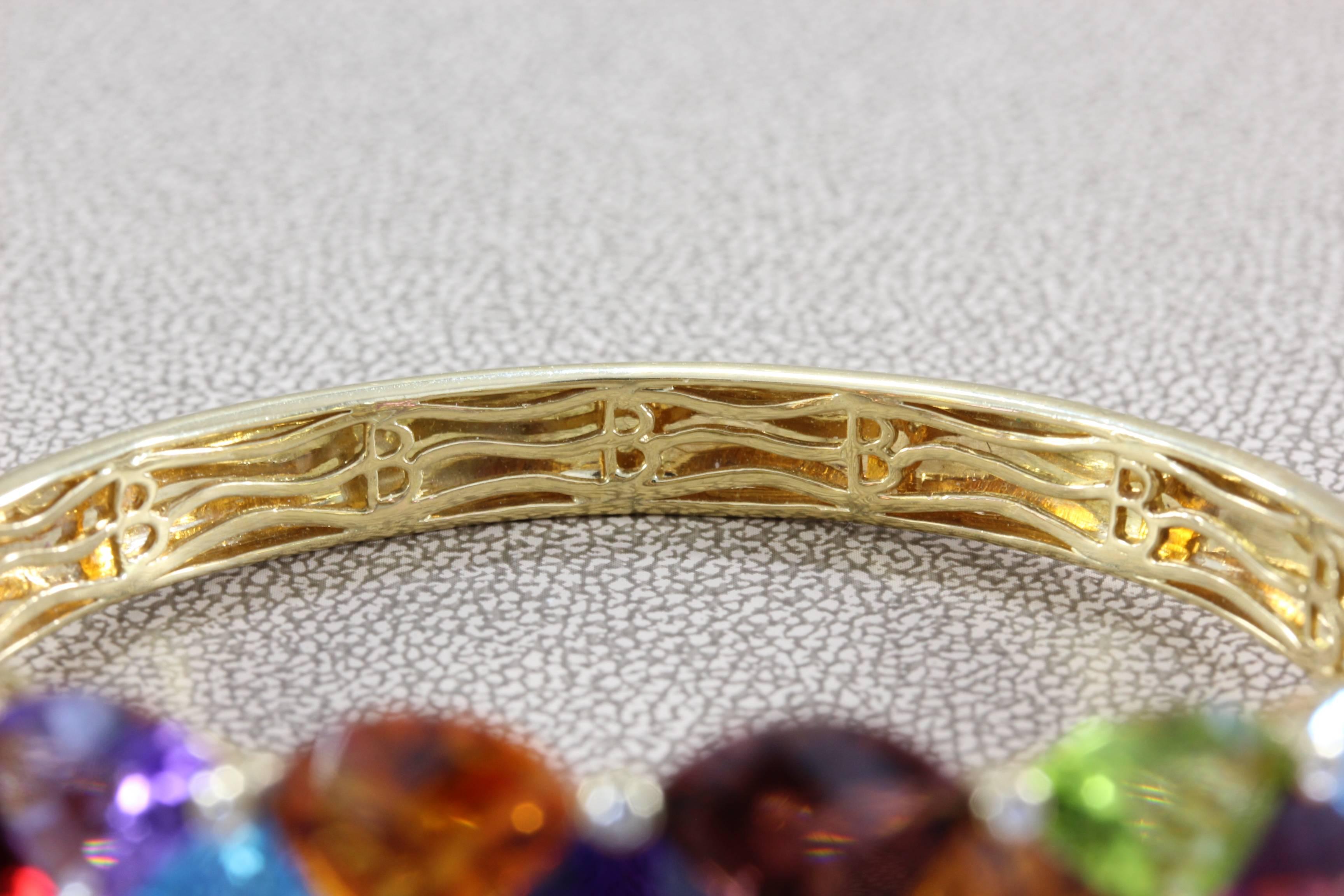 Women's or Men's Bellarri Diamond Multi-Color Gemstone Gold Bracelet
