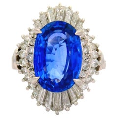 4.11 Carat Ceylon Sapphire Diamond Platinum Ballerina Ring, GIA Certified