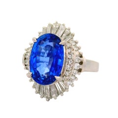 4.11 Carat Ceylon Sapphire Diamond Platinum Ballerina Ring, GIA Certified