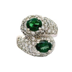 Estate Alexandrite Diamond 18K White Gold Bypass Ring, GIA Certified