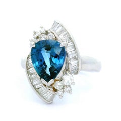 Blue Sapphire Diamond Platinum Ring