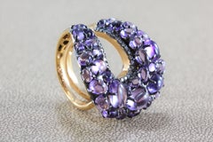 Modern Amethyst Diamond Gold Ring