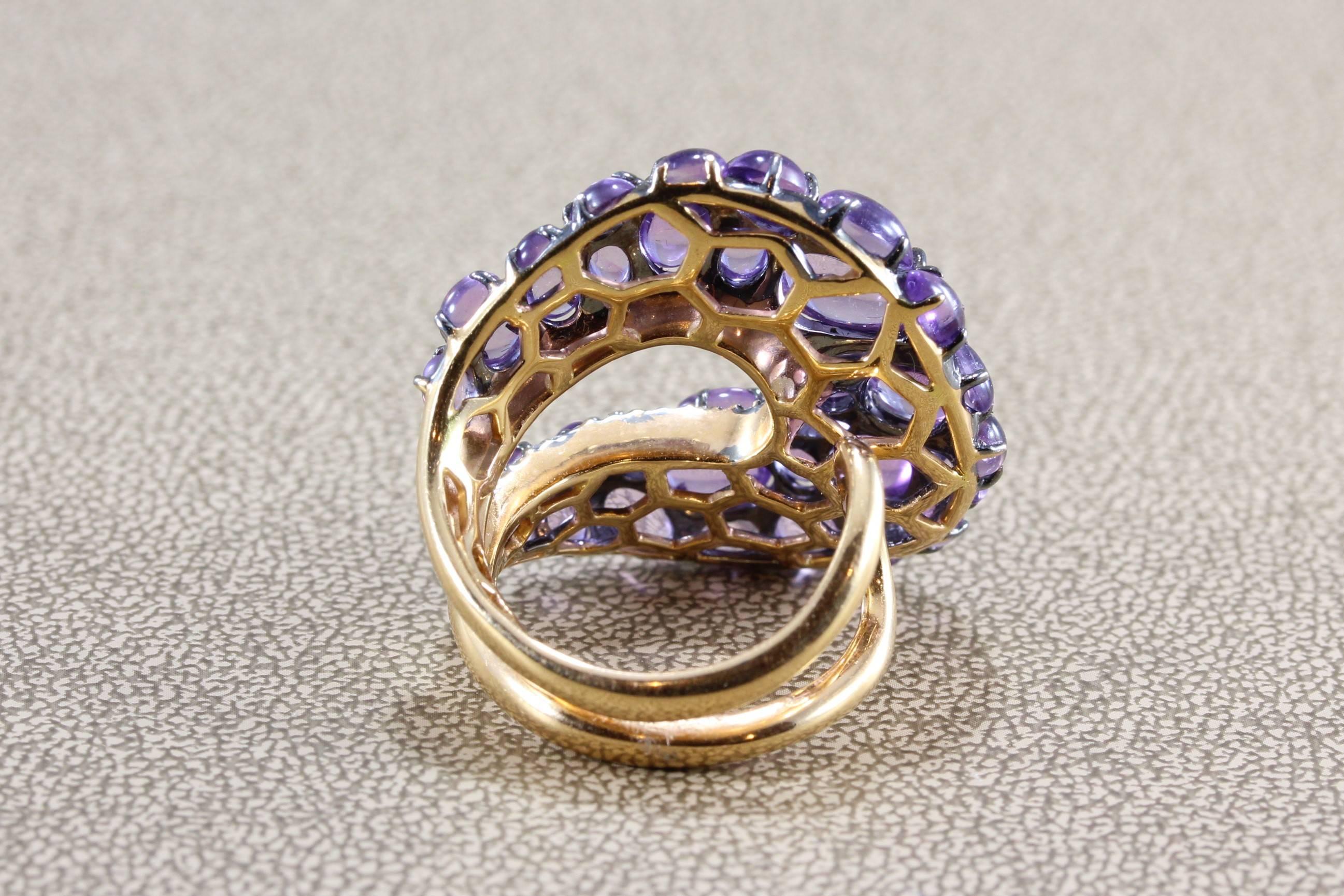 Modern Amethyst Diamond Gold Ring In New Condition For Sale In Beverly Hills, CA
