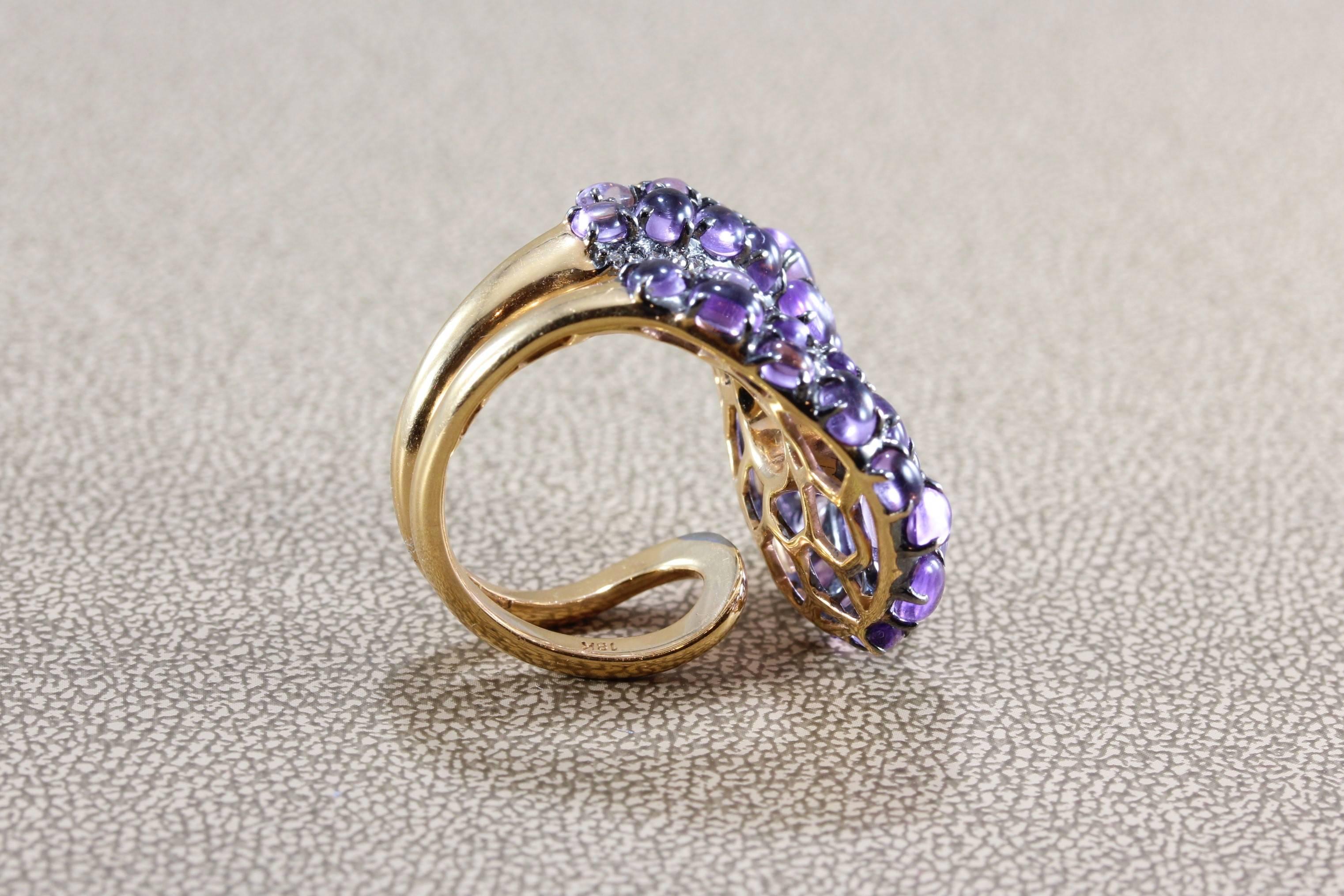 Moderner moderner Amethyst-Diamant-Goldring für Damen oder Herren im Angebot
