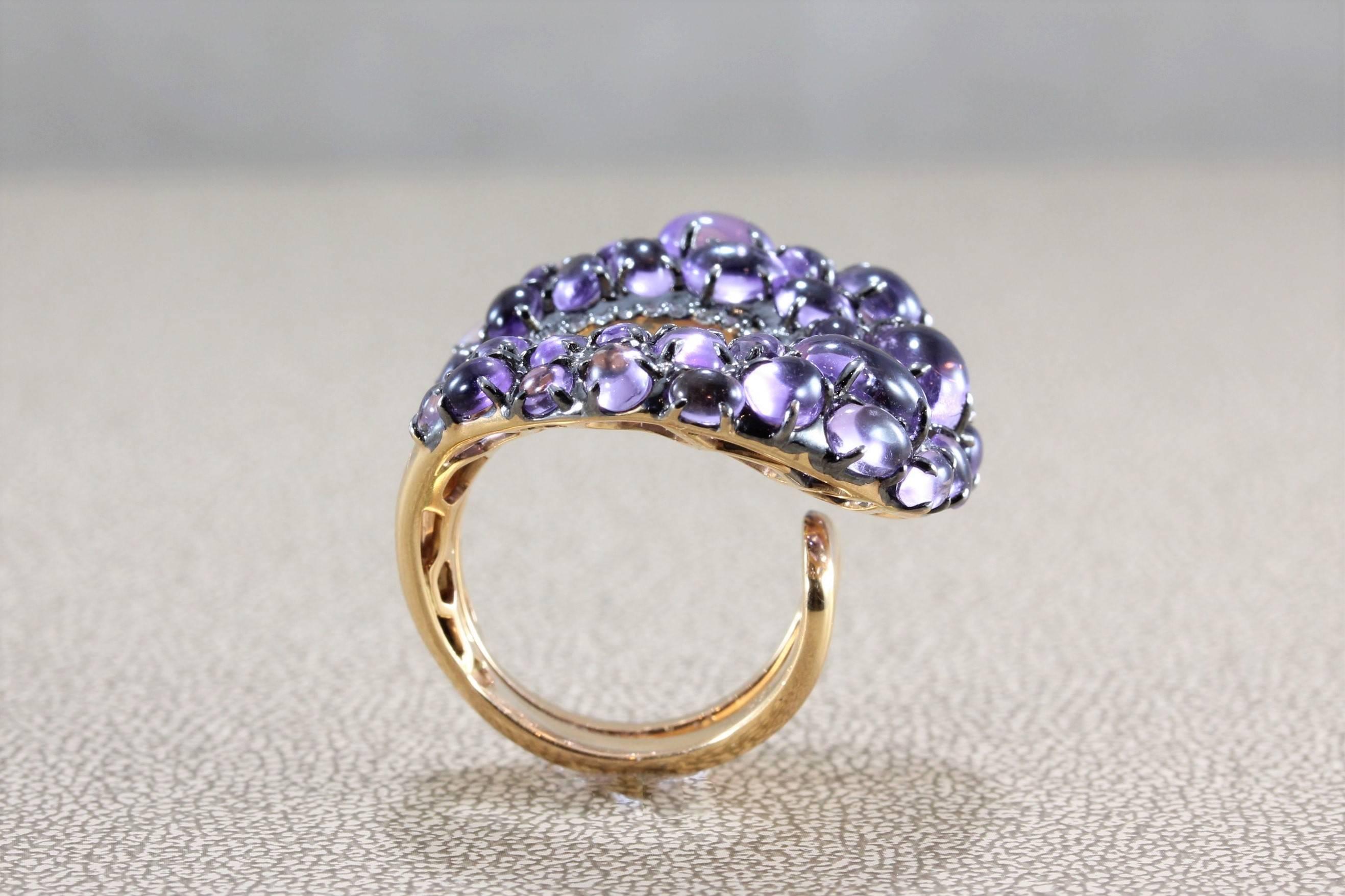 Modern Amethyst Diamond Gold Ring For Sale 2