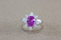 Pink Sapphire Diamond Halo Gold Ring