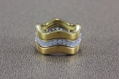 Cartier Diamond Gold Stackable Trinity Band Ring Set