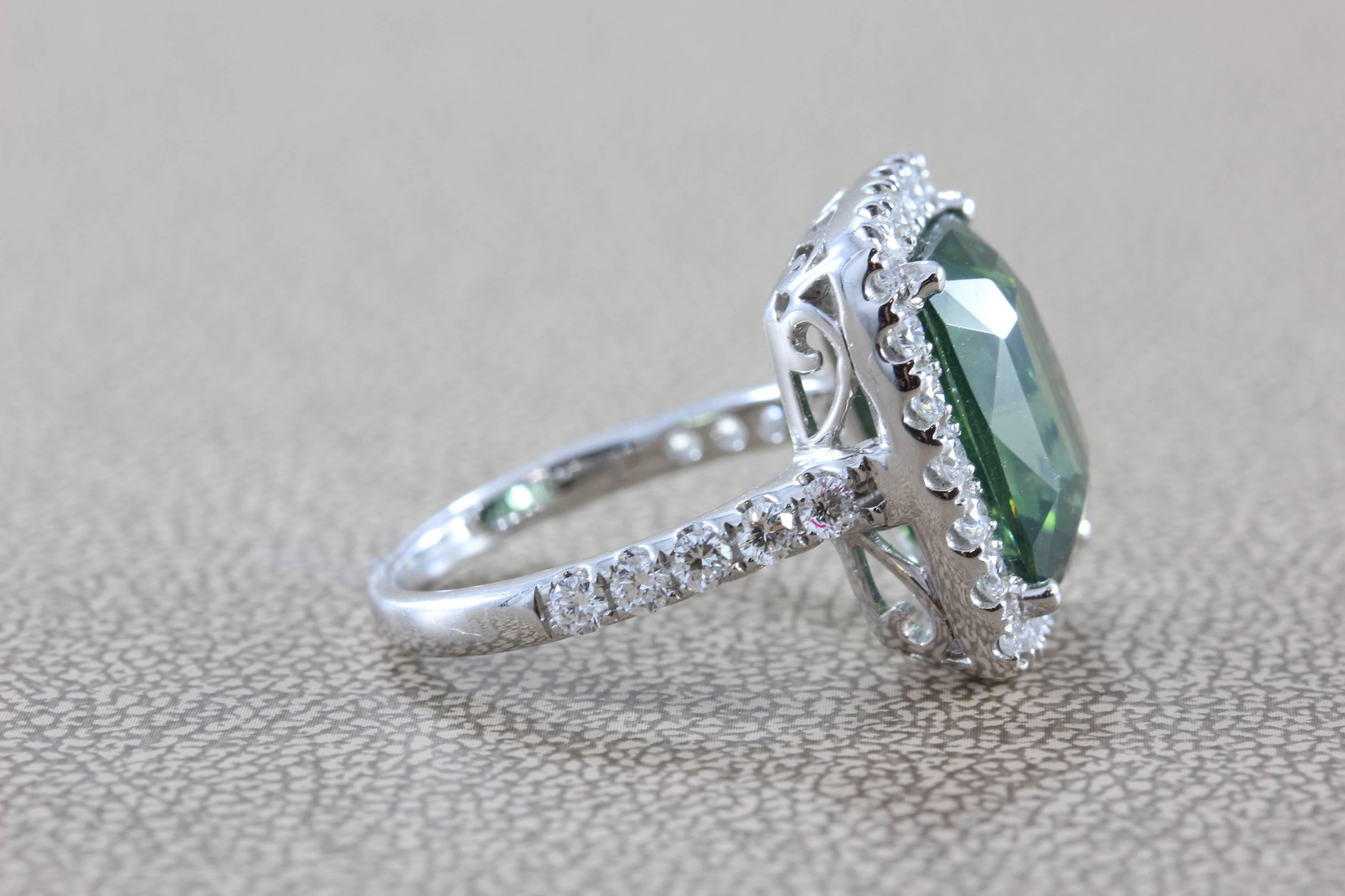 Grüner grüner Zirkon-Diamant-Goldring für Damen oder Herren im Angebot