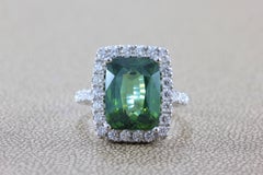 Green Zircon Diamond Gold Ring