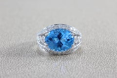 Neil Joseph Blue Topaz Diamond Gold Ring