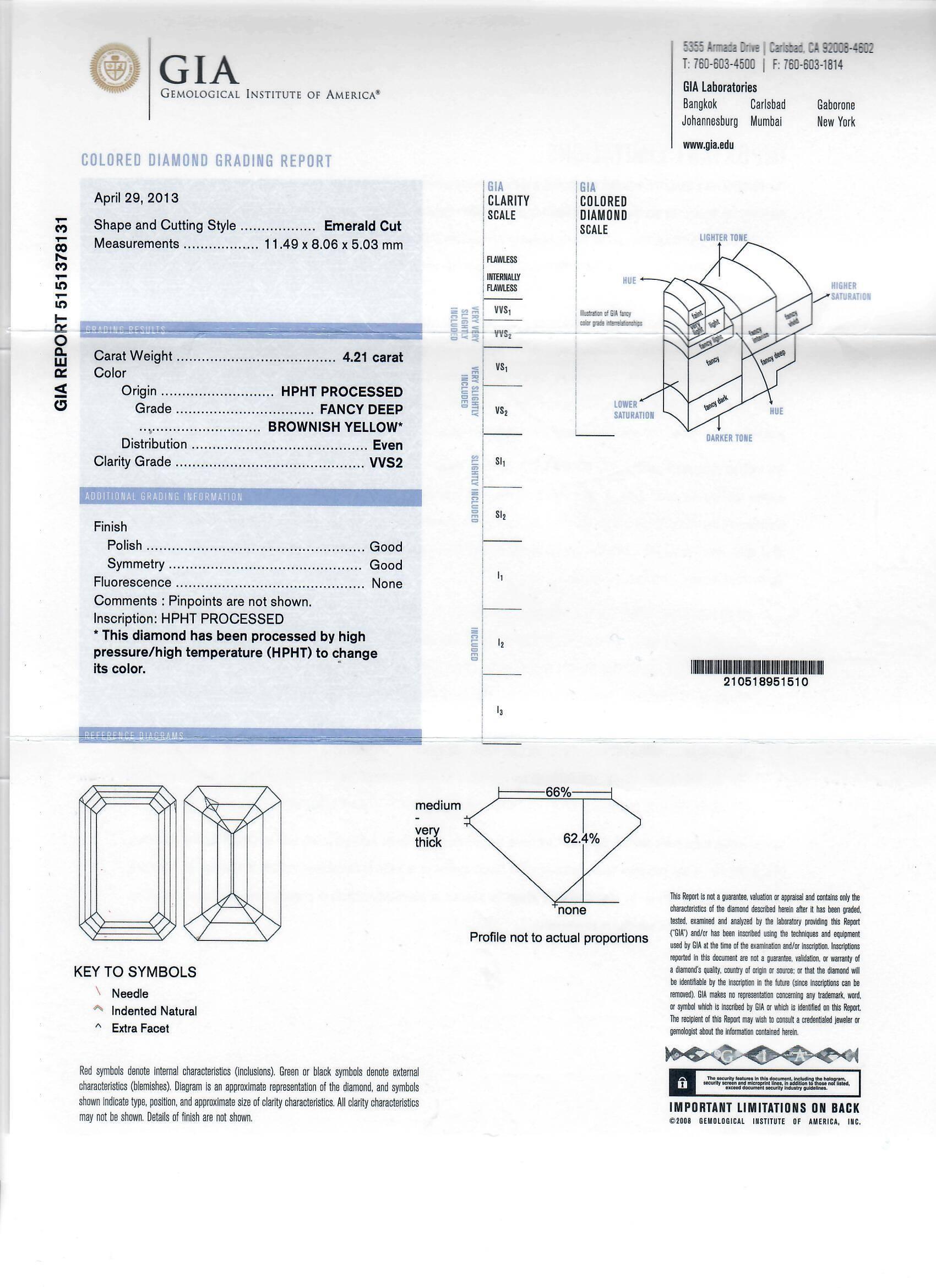 GIA Certified 4.21 Carat Fancy Yellow Emerald Cut Diamond Gold Ring In New Condition For Sale In Beverly Hills, CA