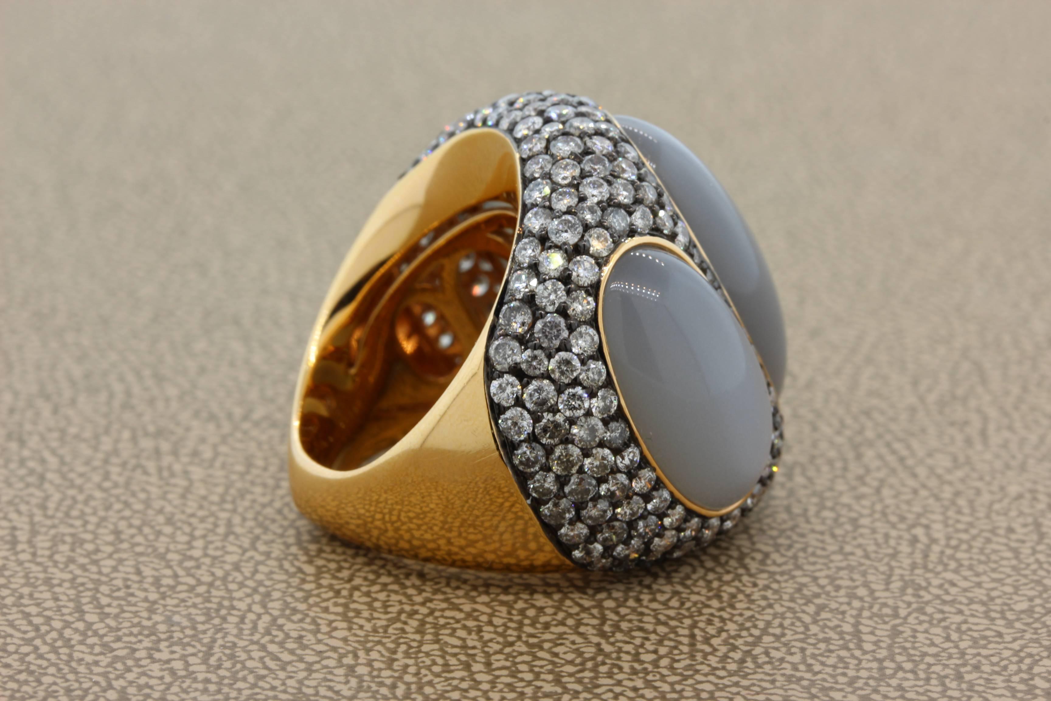 Moonstone Diamond Gold Cocktail Ring  In New Condition In Beverly Hills, CA