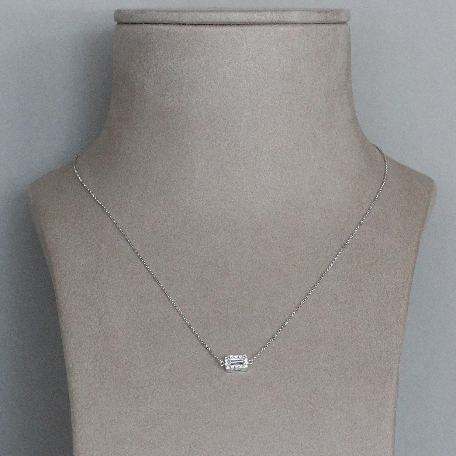Women's or Men's Emerald Cut Diamond Halo Gold Necklace