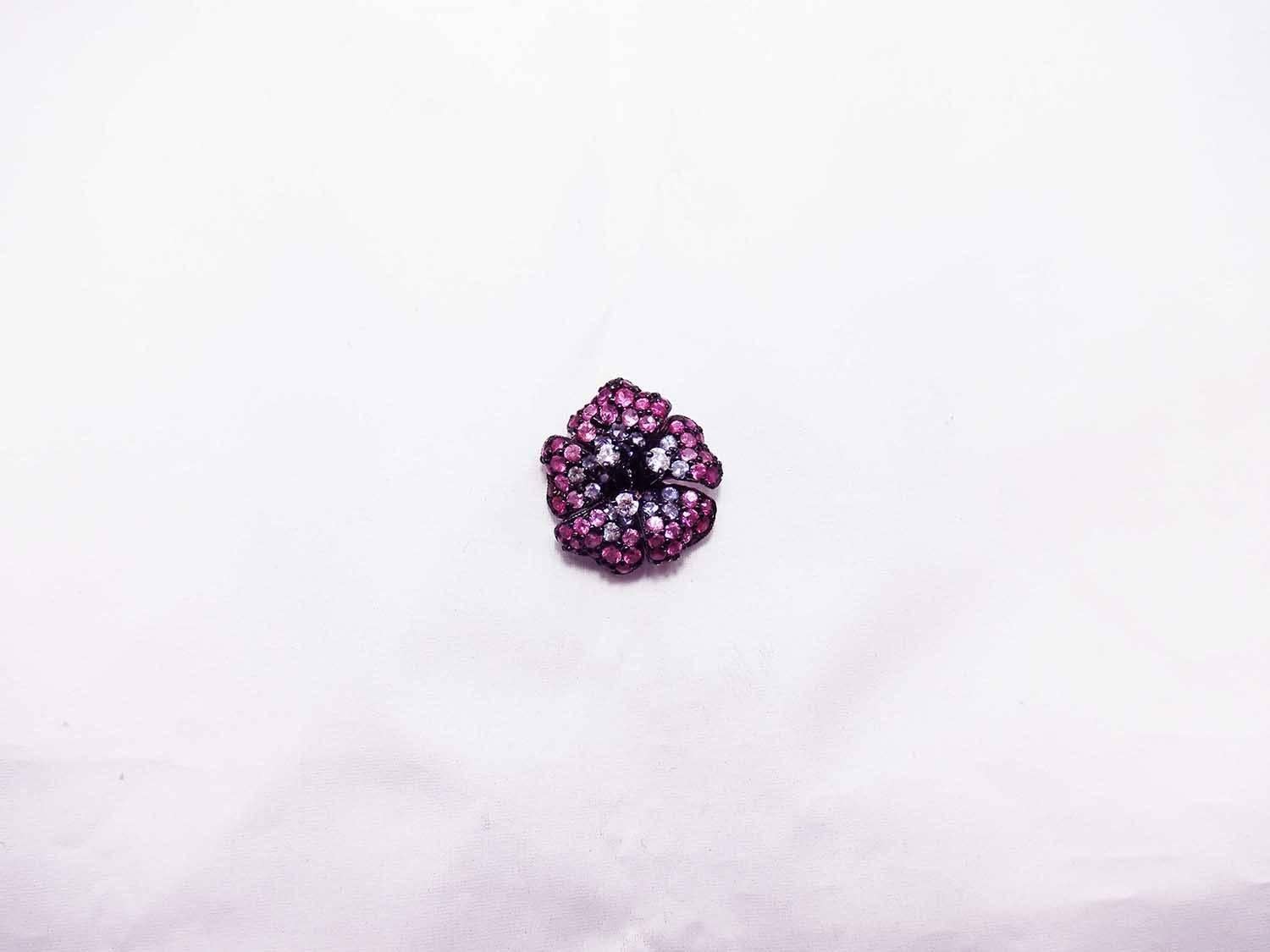 Women's Tiny Flower Pendant with Ruby, Pink Sapphire, Sapphire and Diamond