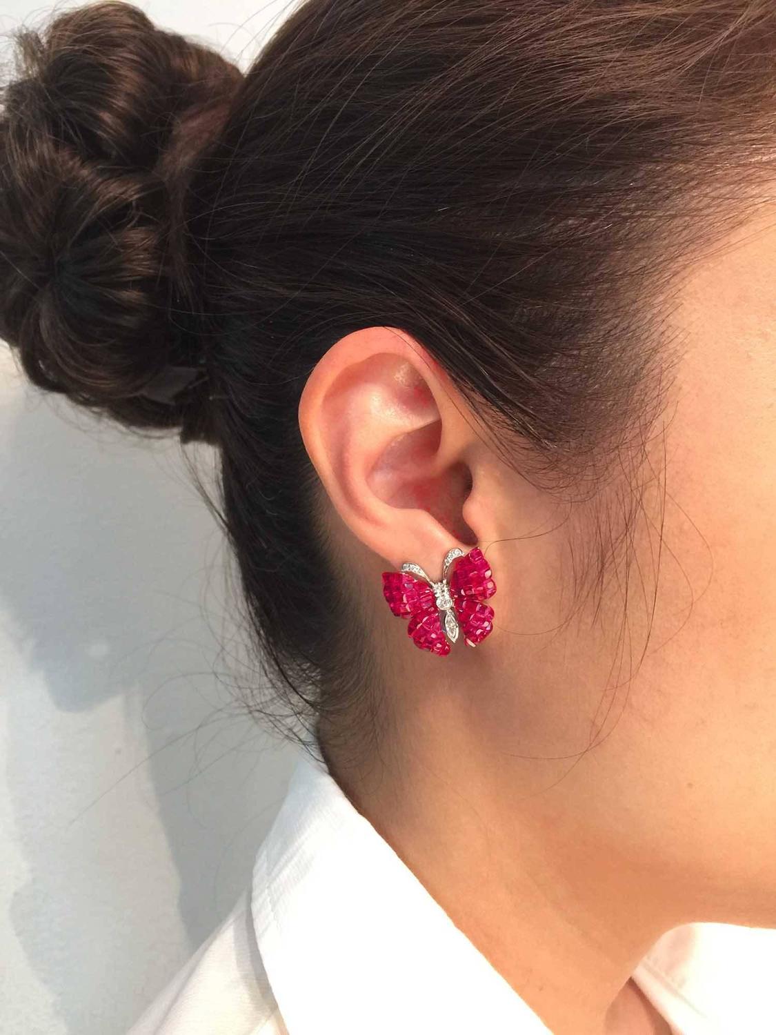 Ruby butterfly earrings Clearance