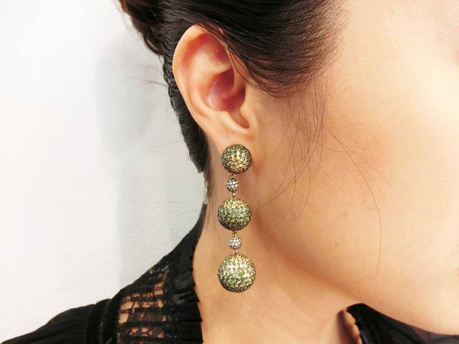 green chandelier earrings