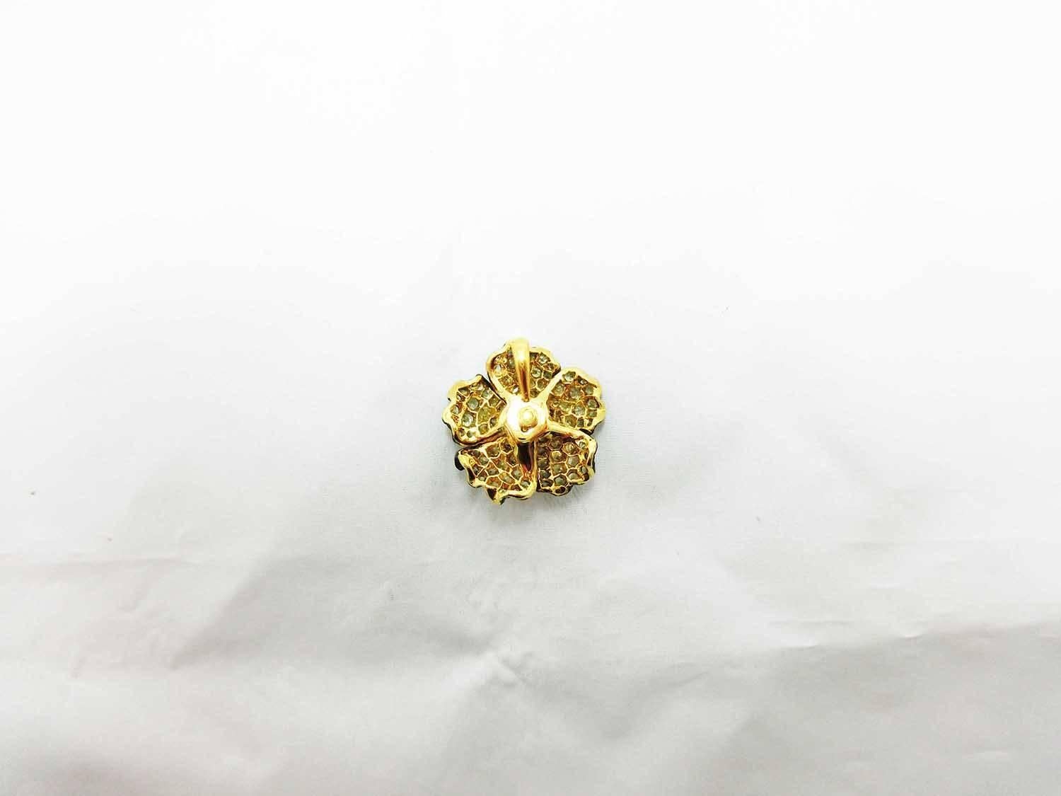 Women's Small Flower Pendant with Yellow, Green Sapphire and Diamond
