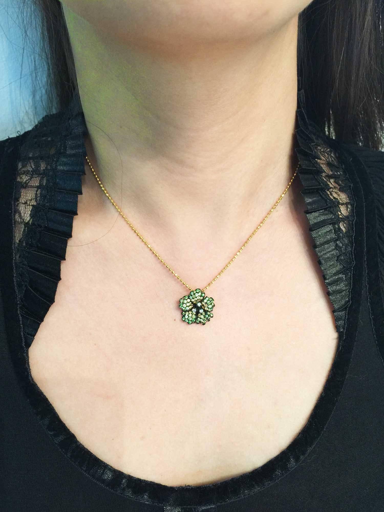 Small Flower Pendant with Yellow, Green Sapphire and Diamond 2