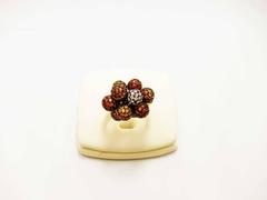 Multi-Color Ball Ring with Yellow, Orange Sapphire and Diamond