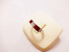 18K White gold invisible Ruby and Princess Diamond Ring