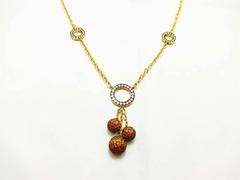 18K White gold Three Balls Necklace with Orange, Yellow Sapphire and Diamond
