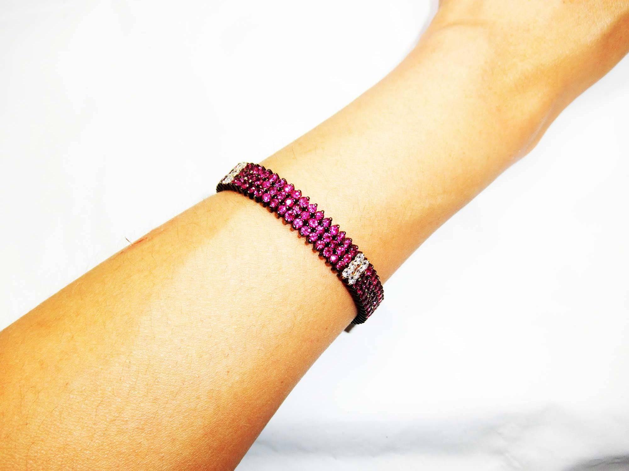 Women's Ruby Strip Bracelet with Ruby and Diamond