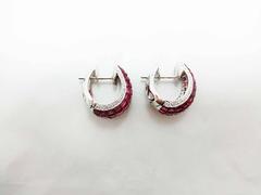 Ruby Diamond Gold Hoop Earrings