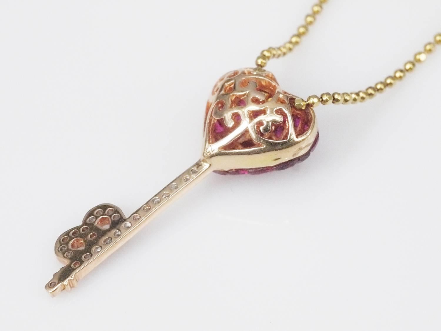 heart key necklace gold