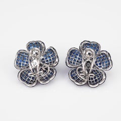 18K White gold Heart Petal Sapphire Invisible Earrings