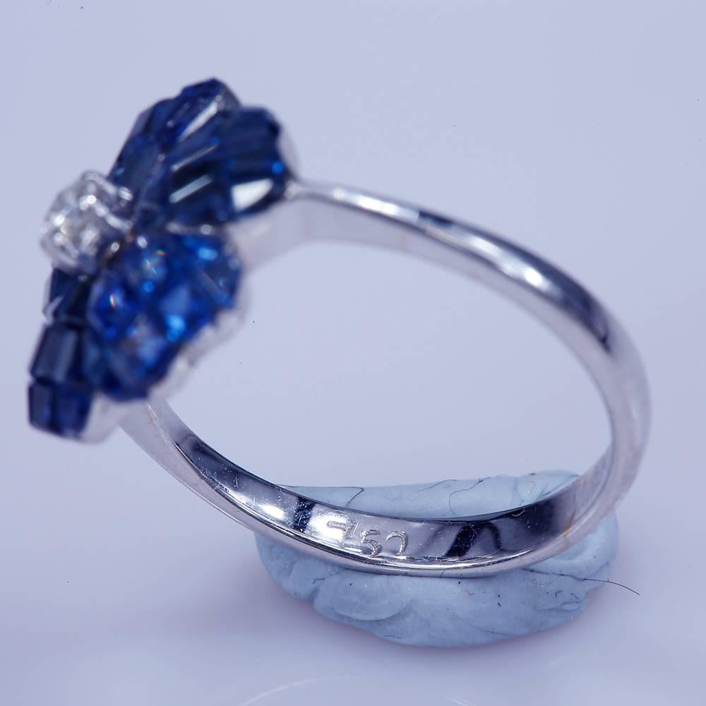 Modern Sapphire Flower Ring