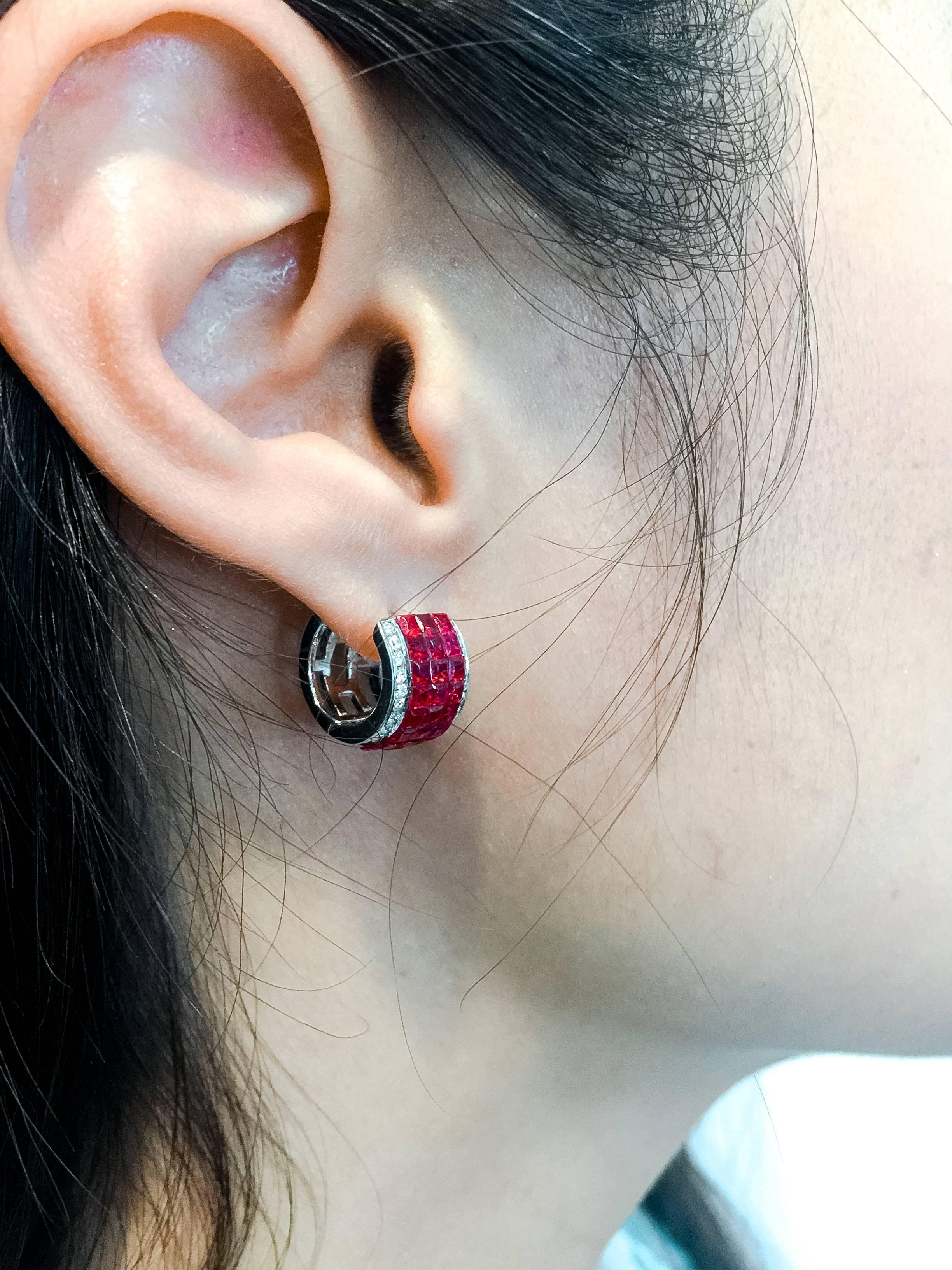 invisible ruby earrings