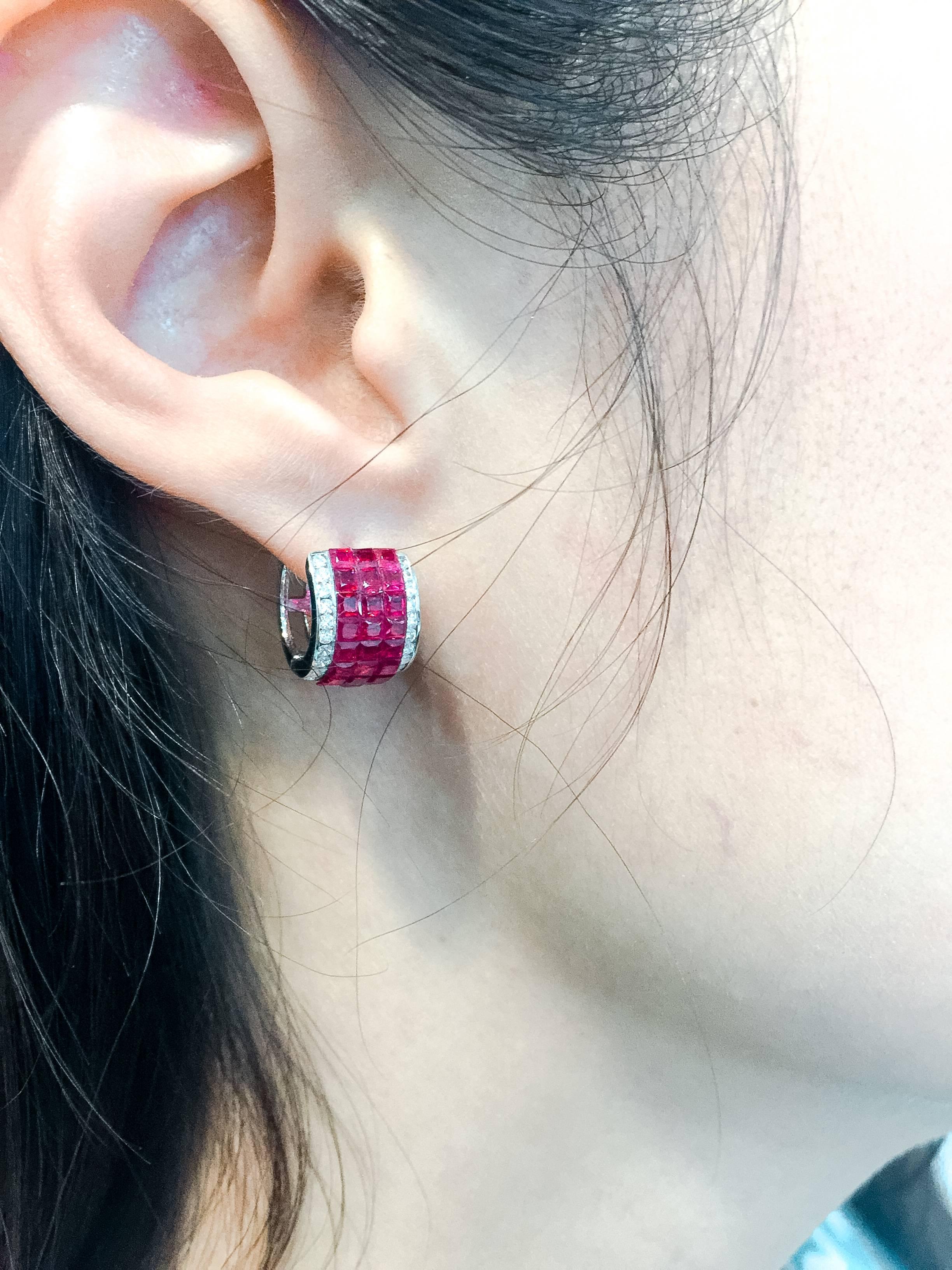 ruby hoop earrings white gold