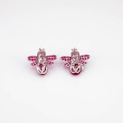 18K White gold invisible Bee Earrings