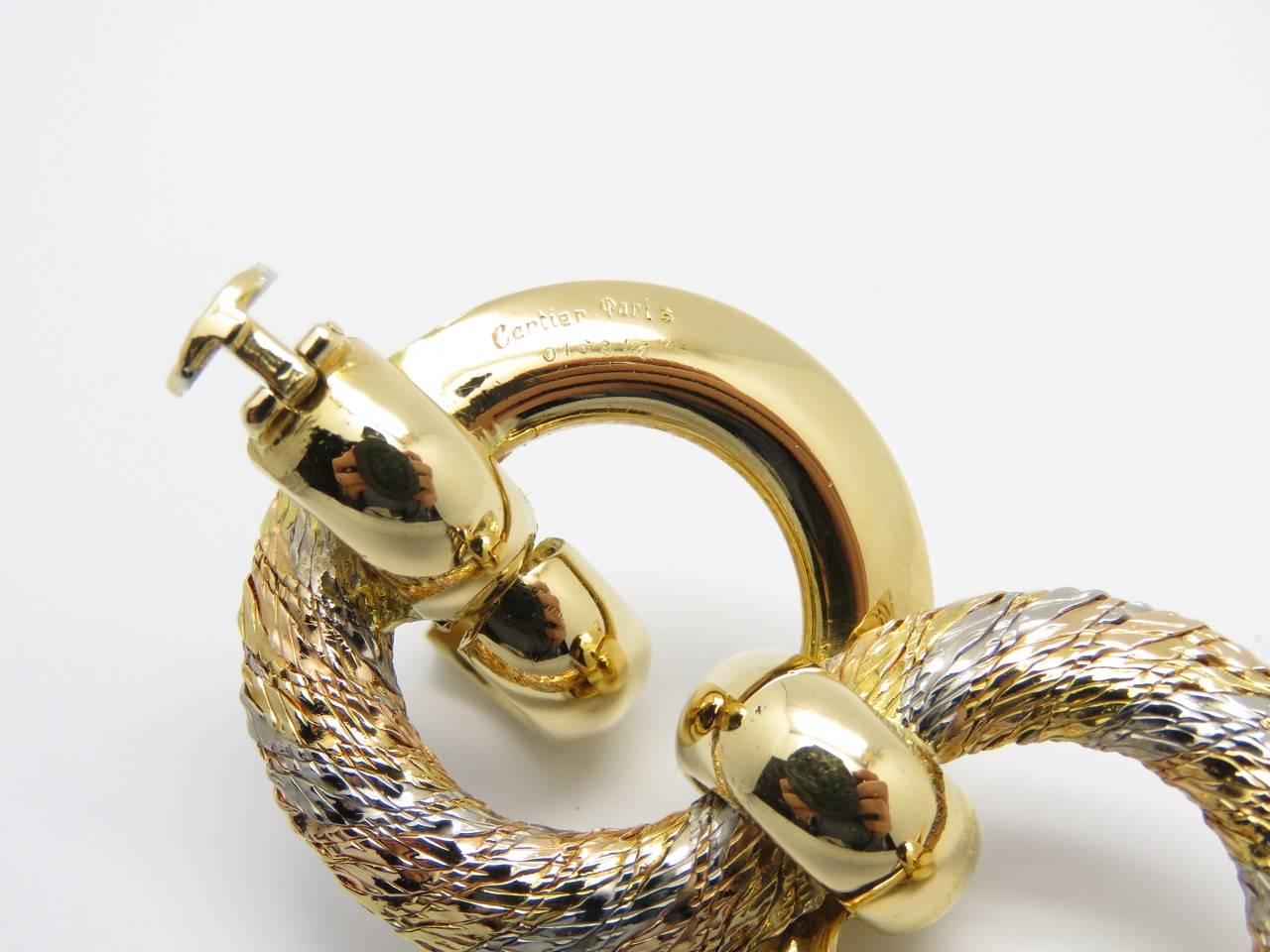 Women's 1970s Cartier Paris Three Tone Gold Link Bracelet.